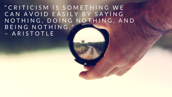 “Criticism is something we can avoid easily by saying nothing, doing nothing, and being nothing.” – Aristotle